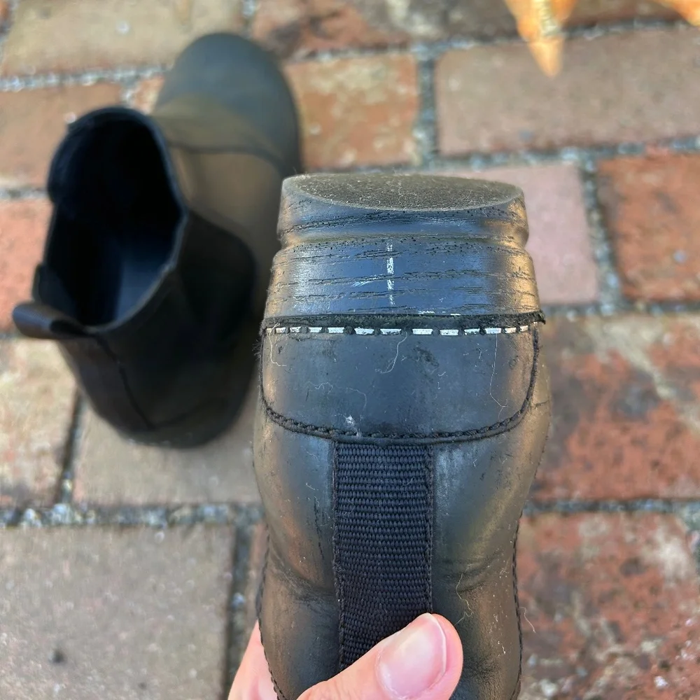 Frankie Dansko Clog Boots Oiled Black Used 38 Womens 8 Bootie Chelsea - Picture 9 of 14